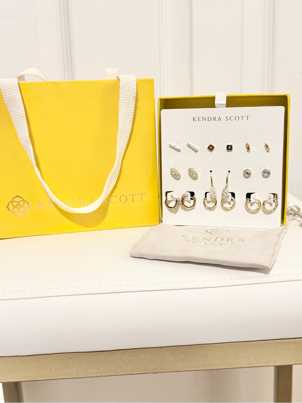Kendra Scott Gold Earring 9 piece Set - Mixed Studs and Hoops - Picture 4 of 5